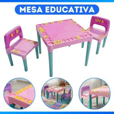 Imagem de vMesa Infantil Educativa Plástico Com 2 Cadeiras Para Crianças - Ef Ho