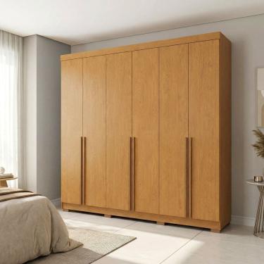 Imagem de Guarda-roupa Casal 6 Portas 3 Gavetas 100% Mdf Florença Cerejeira