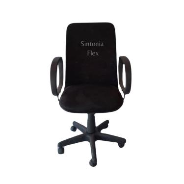 Imagem de Cadeira diretor giratória - braço fixo - mecanismo relax- tecido suede preta