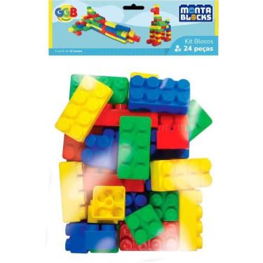 Imagem de Brinquedo para Montar Blocos - KIT com 24 Peças Grandes e Coloridas - 