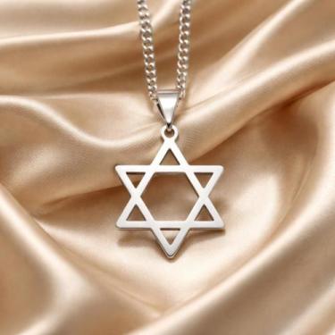 Imagem de Colar CHOKER FEMININO AÇO INOX PINGENTE ESTRELA DE DAVI - ASA