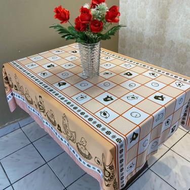 Imagem de Toalha de Mesa Natalina Desenhos para 6 Lugares em Tecido Oxford Fácil de Lavar Papai Noel Panos do Lar