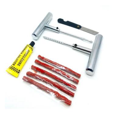 Imagem de Kit Remendo Ferro Reparo Macarrão Pneu Carro Moto S/ Câmara - IDEA