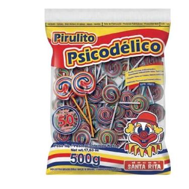 Imagem de Pirulito Psicodélico Festa Pacote 500g C/50 - Santa Rita