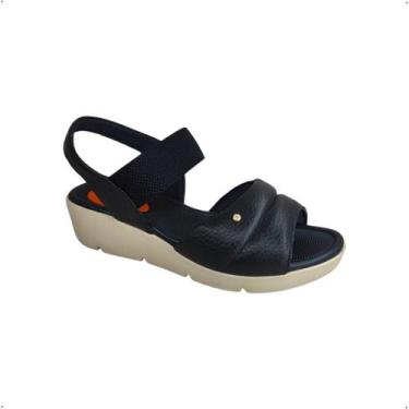 Imagem de Sandalia Anabela Casual Couro Ortopedico Elastico Al4304 - USAFLEX, 38