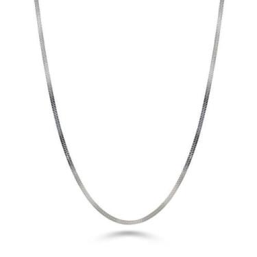 Imagem de Colar Fita Laminada 45 cm - Aço Inox - Maria Pinho, Prata