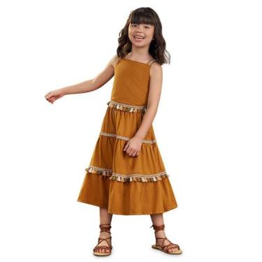 Imagem de Conjunto Saia Midi Menina Terracota Nanai, Cobre, 10
