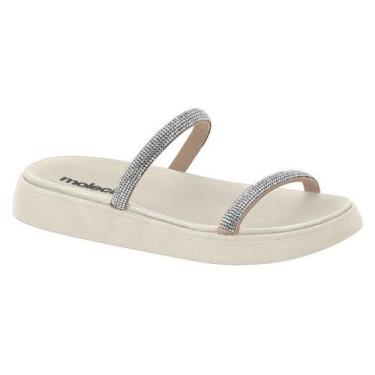 Imagem de Sandália Moleca 5469.118 Flatform Com Brilhos, 37, Cristal, Creme, Bra