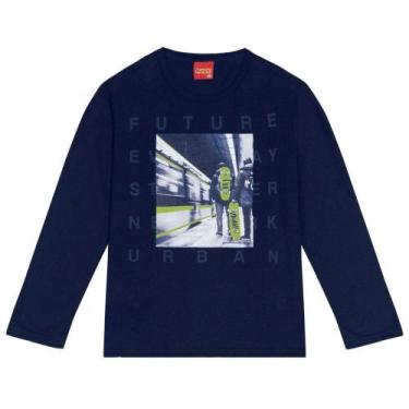 Imagem de Camiseta Menino Kyly Manga Longa em Algodão Marinho