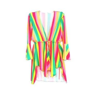 Imagem de Saída De Praia Kimono Curto Moda Praia Feminina - La&Mar, Amarelo