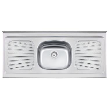 Imagem de Pia de Apoio New Raggi 40 em Aço Inox AISI 430 120x52cm com Cuba Central e Escorredor Tramontina