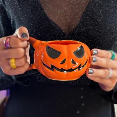 Imagem de Caneca Halloween Abóbora Cerâmica 300ml Canecas Diferentes