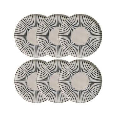 Imagem de Conjunto com 6 Pratos de Sobremesa Porto Brasil Bio Elemento em Stoneware 21,5cm – Cinza
