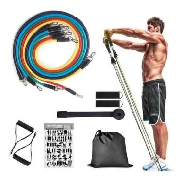 Imagem de Kit Elástico Extensor Musculação Casa Funcional Fitness - red star