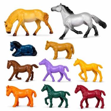 Imagem de 10 Cavalos Selvagens Reino Aninal Miniatura Infantil Maquete - Ark Toy