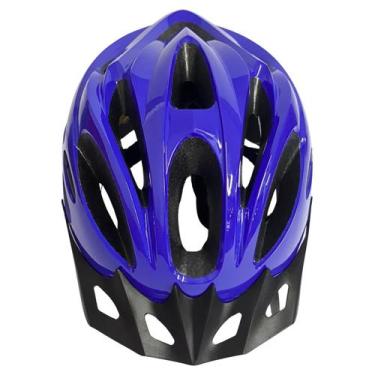 Imagem de Capacete Com Sinalizador Led Ciclismo Bike Mtb Bicicleta Cor:Azul Nero