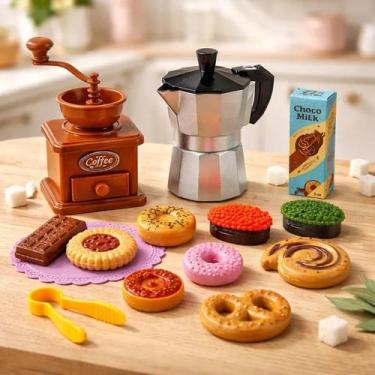 Imagem de Kit Infantil Cafeteria Brinquedo Educativo 14 Peças Completo - Yeet