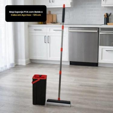 Imagem de Mop Esponja Pva Com Balde E Cabo Em Aço Inox - 125 cm - POWERMAID