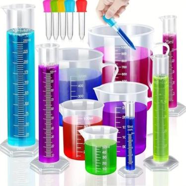 Imagem de Conjunto De 5 Cilindros Graduados De Plástico 10ml 25ml 50ml 100ml 250