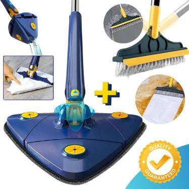 Imagem de MOP Triangular + Escova com Rodo  Limpeza Eficiente p/ Piso, Paredes, 