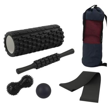 Imagem de Conjunto de Yoga 5 Peças para Alongamento Flexibilidade Pilates Treino Casa com Faixa Elástica Roda Bloco e Alça Utimix