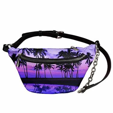 Imagem de GOSTONG Pochete Be Kind de couro de poliuretano para homens e mulheres, bolsas transversais leves, Estampa de praia de cenário do Havaí, One Size