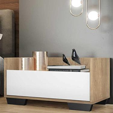 Imagem de Mesa de Cabeceira 80 cm c/Pés Quadrados Multimóveis Rustic/branco/preto