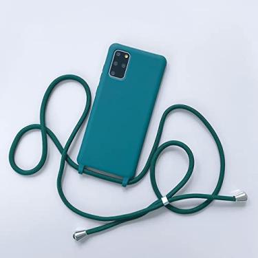 Imagem de Capa de telefone de colar de silicone fashion para samsung galaxy s10 plus s20 fe s9 s8 s21 s30 capa de corda de corda transversal ultra cordão, verde escuro, para s10