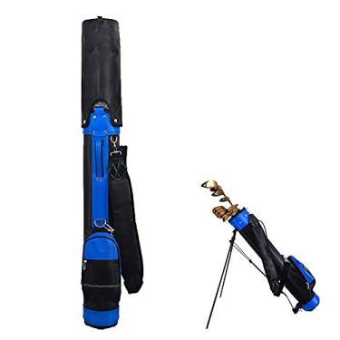 Imagem de Yajun Bolsa de golfe com pacote de suporte para homens e mulheres, bolsa de transporte de grande capacidade para suporte de 9 tacos, azul
