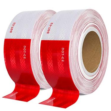 Imagem de Fita de segurança reflexiva DOT-C2 5 cm vermelha/branca para veículos, reboques, barcos, placas, Tape-003, Red and White, 200 FT