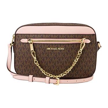 Imagem de Michael Kors Jet Set Chain East West Grande Crossbody Brown MK Pó Blush Rosa Multi, Blush em Pó Marrom, Large