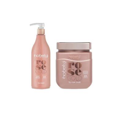 Imagem de Kit Rose Gold Hobety Shampoo 750 Ml + Máscara 750 Gr