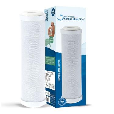 Imagem de Refil Filtro Planeta Água Carbon Block com TNT e Sem Rosca para Carcaças de 9,3/4” Planeta Água, BBI, Pentair, Lorenzetti e outras 