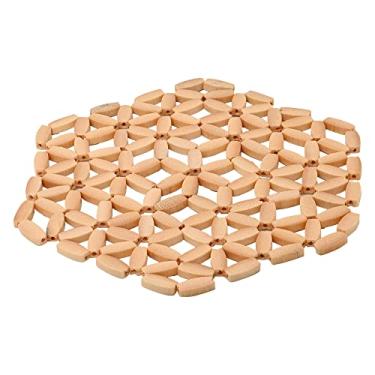 Imagem de Mimo Style Descanso de Panela de Bambu Formato Hexagonal, Sustentável e Resistente ao Calor para Pratos e Potes Quentes. Material de Qualidade, Resistente, Elegante e Multiuso 21cm