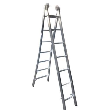 Imagem de Escada Profissional Esticável Dupla 7 Degraus - Alumínio - Real Escadas