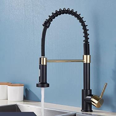 Imagem de Torneira de Pia de Cozinha Preto Fosco Torneira de Cozinha Punho Único Torneira Misturador 360 Rotação Torneira Cozinha Torneira Misturadora, Ouro Preto, China