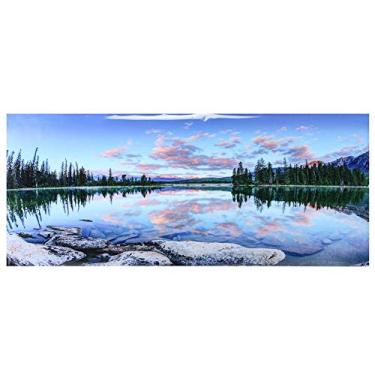 Imagem de Pôster de fundo de aquário pintura decorativa adesivo de PVC céu e nuvens por paisagem de lago imagem papel de parede para aquário de peixes (61 x 41 cm)