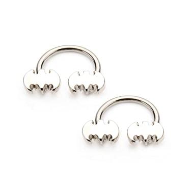 Imagem de DC Comics Joias oficiais licenciadas unissex com logotipo recortado do Batman Ferradura piercing corporal - calibre 18 (9,5 cm). Disponível em tamanho único e cor prata., One Size