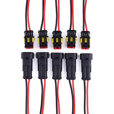 Imagem de Conector elétrico à prova d'água para carro Qook 5 Kit 2 pinos fêmea plugue conector de cabo macho com fio AWG Marine