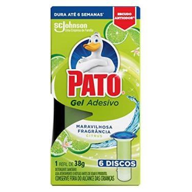 Imagem de Pato Desodorizador Sanitário Gel Adesivo 1 Refil Citrus, Limpeza Banheiro, Limpo e Perfumado, 6 Discos