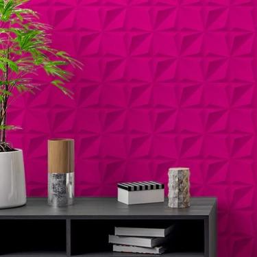 Imagem de Papel De Parede Adesivo Gesso 3d Triangular Rosa Pink 1m