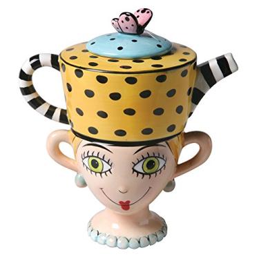 Imagem de Tea For One Bule de chá de bolinhas multicolorido com conjunto de xícaras de menina loira