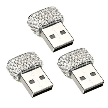 Imagem de 3 peças de adaptadores USB C fêmea para USB A macho, conversor tipo C para USB A com diamantes de cristal cintilantes, adaptador de cabo de carregador USB A para USB C para iPhone, Airpods iPad Pro Samsung Galaxy etc.