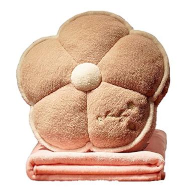 Imagem de Yajun Cobertor de almofadas 2 em 1 edredão de dormir de escritório de uso duplo divertido decoração de casa almofada confortável para sofá de carro para viajar em avião, Brown, 1