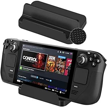 Imagem de Base de suporte para Valve Steam Deck 2021, Steam Deck Dock com almofada de silicone antiderrapante (PRETO)