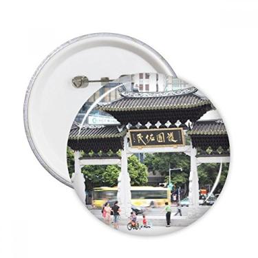 Imagem de Broche redondo para fotografia de arquitetura tradicional chinesa com emblema de botão, 5 peças