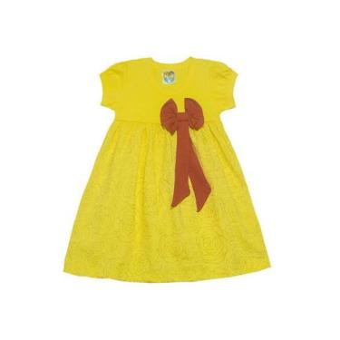 Imagem de Vestido Infantil Rosas Amarelo - Malugui - Chikabum