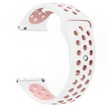 Imagem de Pulseiras esportivas NSmart Smartwatch 22mm ou 20mm compatível com Samsung Galaxy Watch 3 45mm - 41mm - Galaxy Watch 46mm - Gear S3 Frontier - Amazfit GTR 2 / GTR 3 / GTS / GTS 2 / GTS 3 / GTS mini - Stratos 2 / Stratos 3 - Pace - Hawei GT - Nandos_Store (20mm, Branco/Rosa)