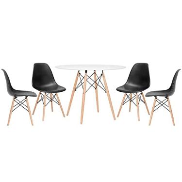 Imagem de Kit - Mesa Eames 100 cm branco + 4 cadeiras Eames Eiffel Dsw preto