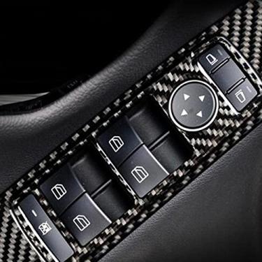 Imagem de JIERS Para Mercedes Benz Classe C W204 2005-2012, acabamento de moldura de botão de elevação interior de fibra de carbono